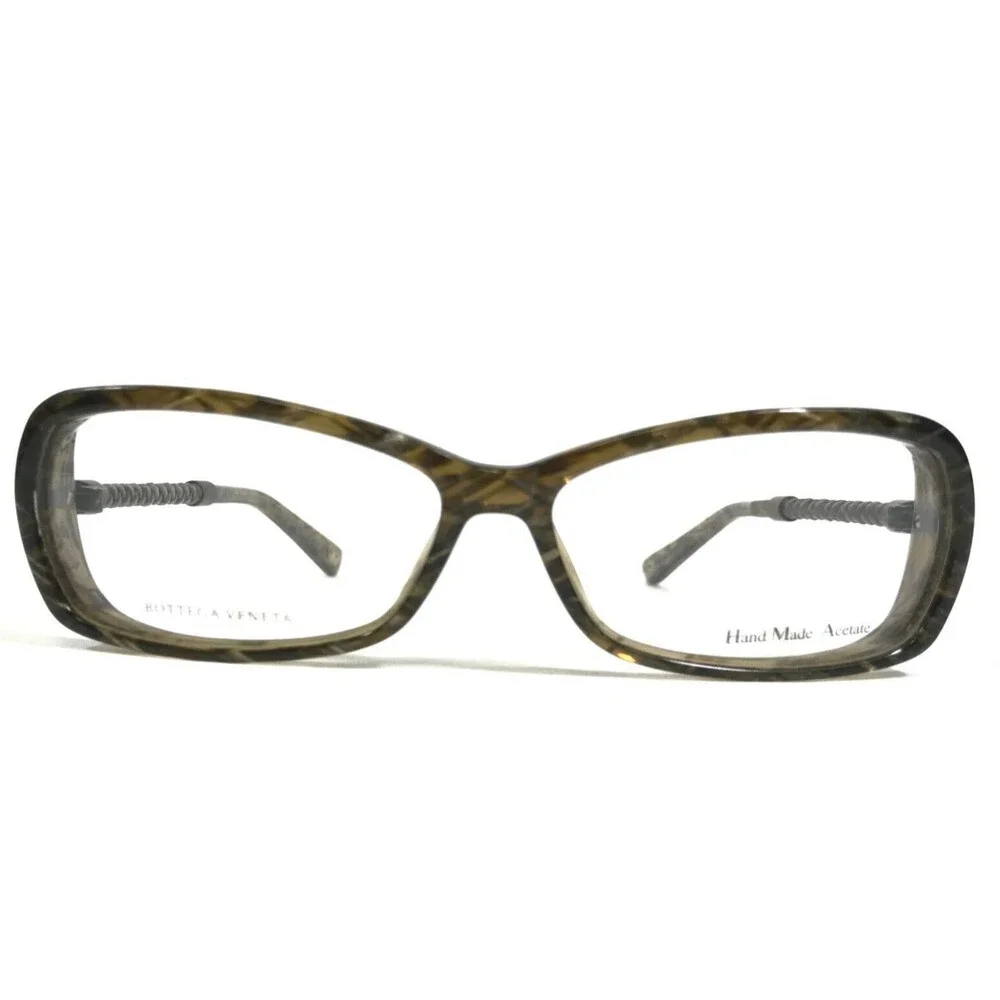 Bottega Veneta Eyeglasses Frames BV 97 3V6 Clear Hatched Woven Leather 55-13-130